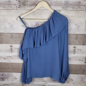 Parker one sleeve ruffled blouse